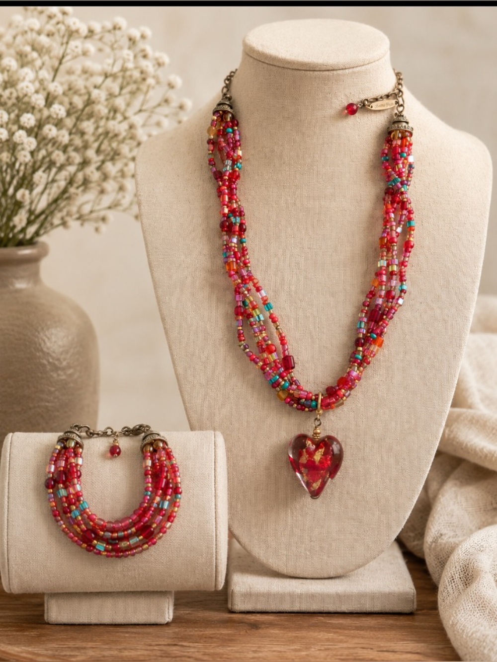 Marco Polo Boho Beaded Necklace & Bracelet Matching Set